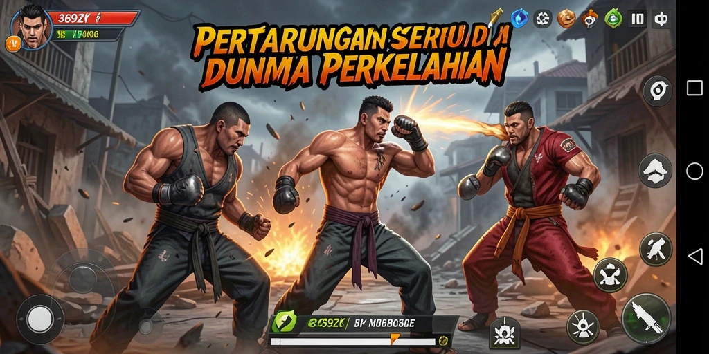 Tangkapan layar 369ZK yang menunjukkan aksi intens di arena pertarungan.