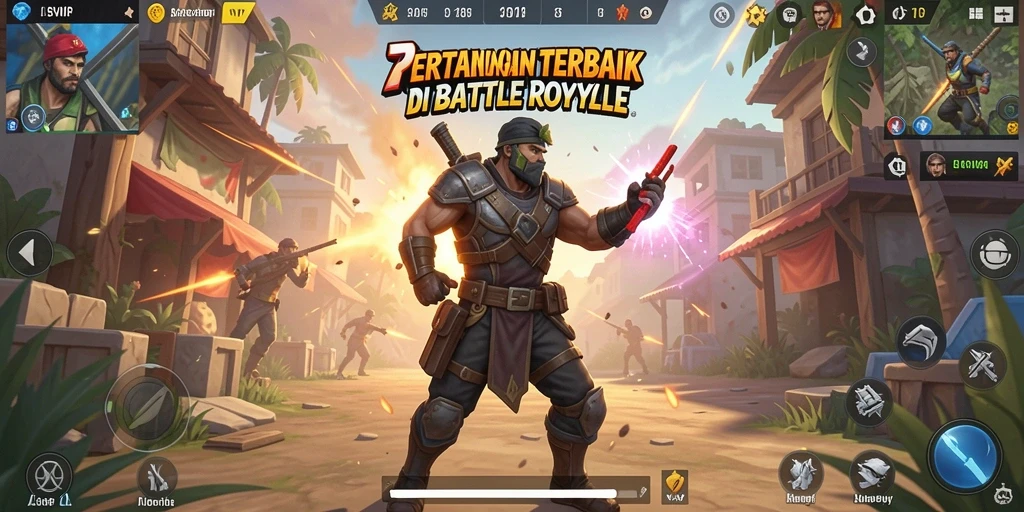 Tangkapan layar menunjukkan aksi seru dalam permainan Battle Royale.