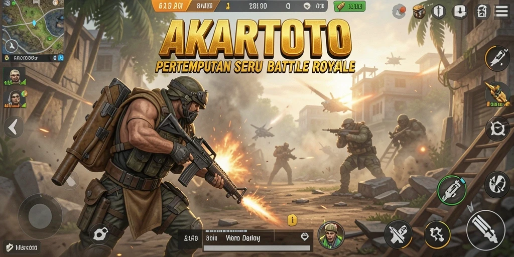 Tampilan menarik dari gameplay AKARTOTO dalam pertempuran Battle Royale.