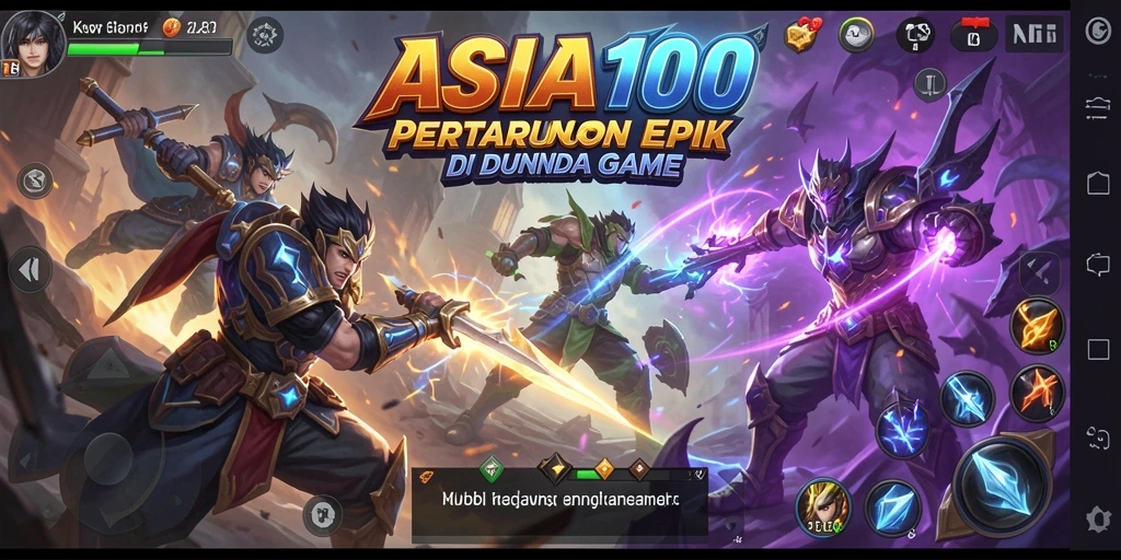 Gameplay ASIA100 yang intens dan penuh aksi dalam pertarungan.