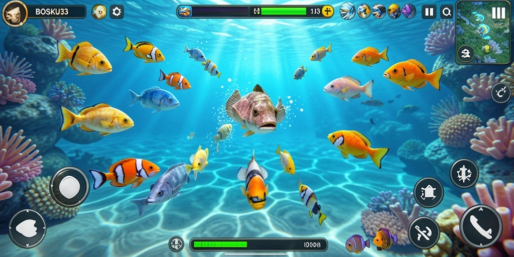 Tampilan menarik dari gameplay menembak ikan di BOSKU33.