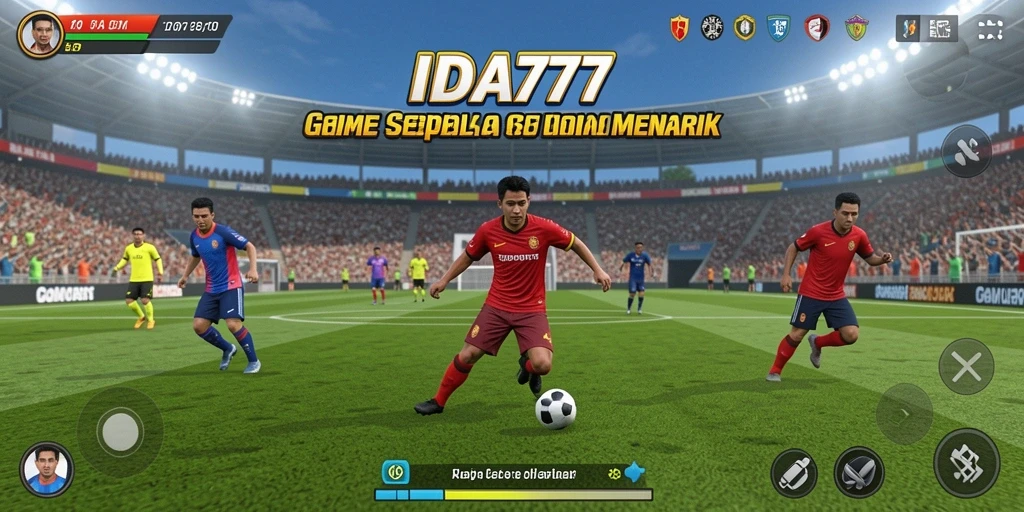 Tangkapan layar IDA777 menunjukkan gameplay sepak bola yang mendebarkan.