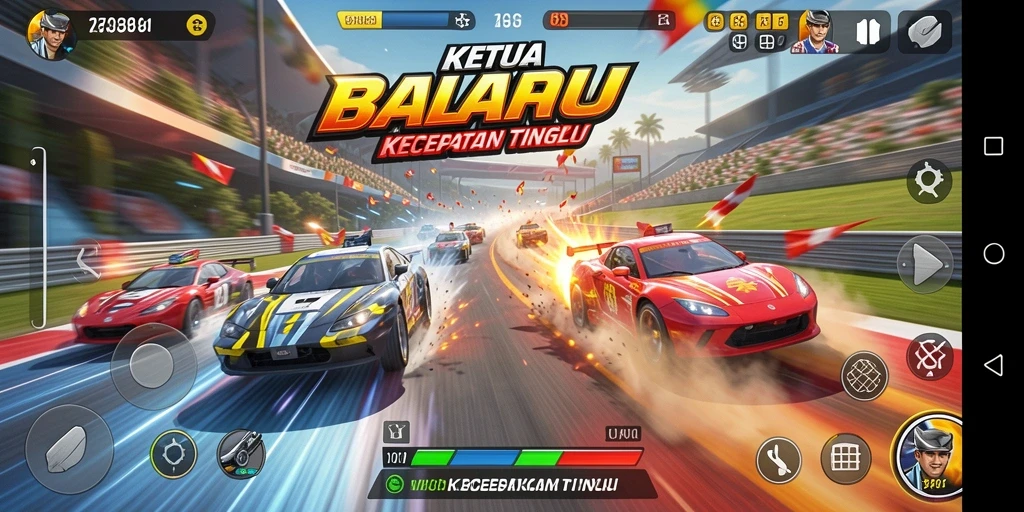 Gameplay balap seru dengan kendaraan kustom di KETUA.
