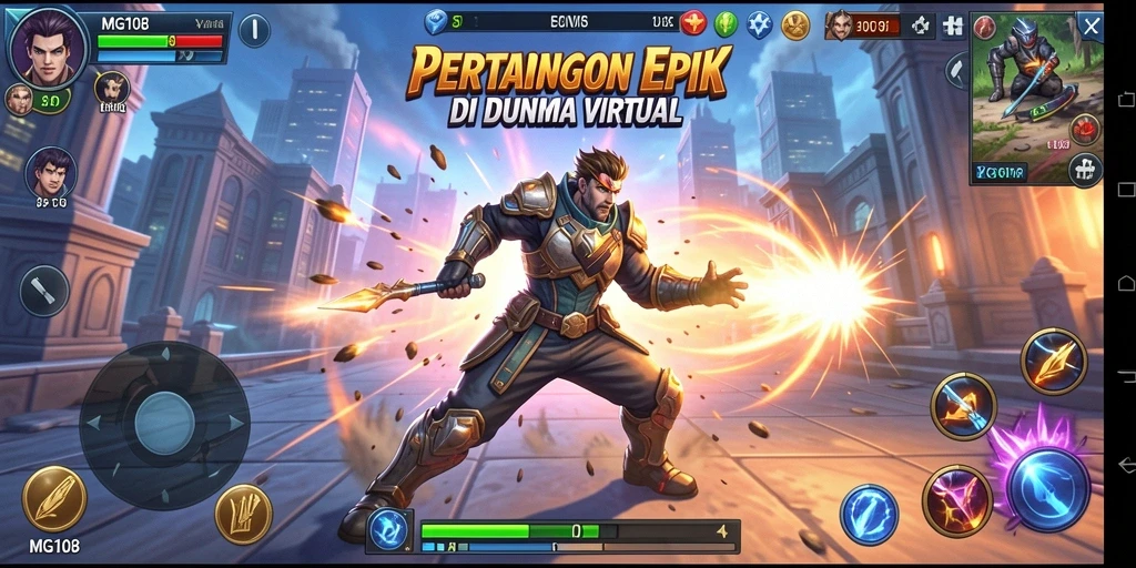 Gameplay MG108 yang seru dan penuh aksi pertarungan.
