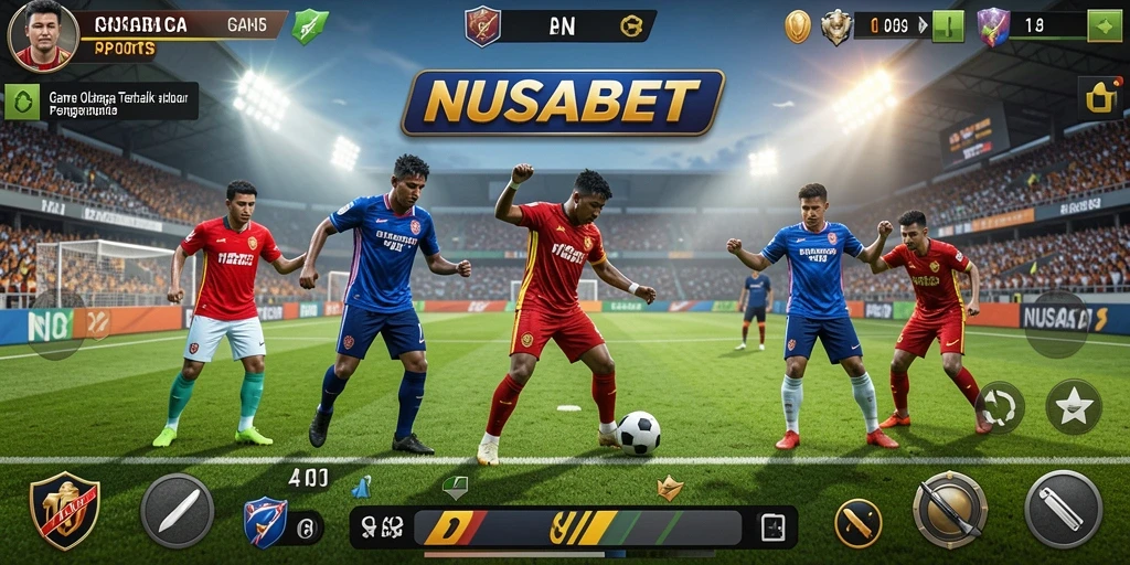 Tangkapan layar gameplay NUSABET yang penuh aksi olahraga.