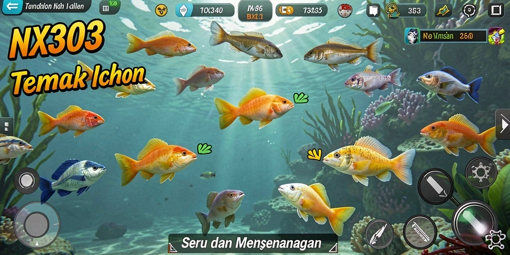 Tangkapan layar gameplay NX303 dengan aksi menembak ikan yang seru.