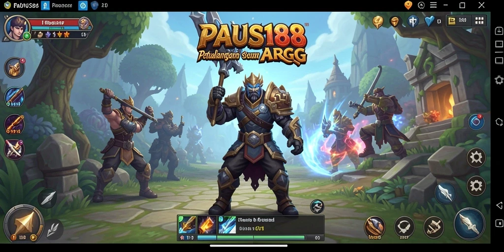 Screenshot gameplay PAUS188 menampilkan pertarungan epik antar karakter.