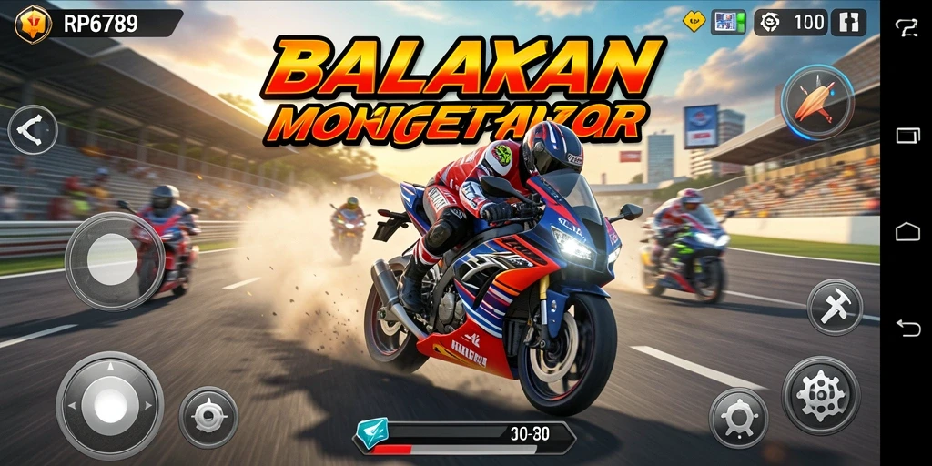 Tampilan gameplay balapan motor yang menegangkan di RP6789.