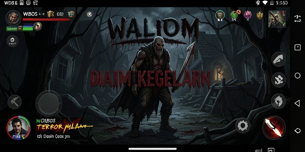 Screenshot utama WDBOS menampilkan gameplay menegangkan dalam suasana yang gelap.